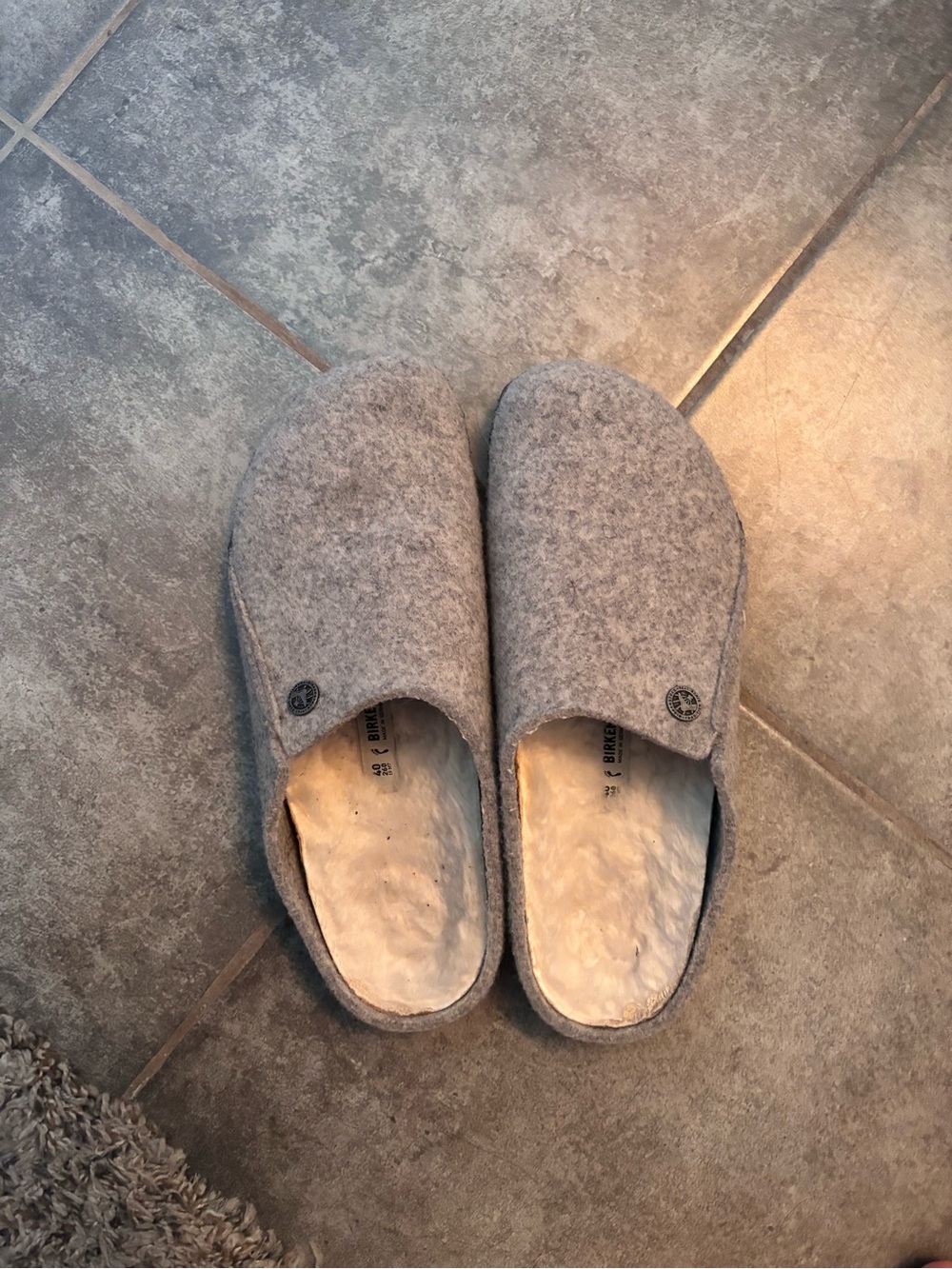 Birkenstock Men's Gray Felt Slip-On Clog with Shearling Lining